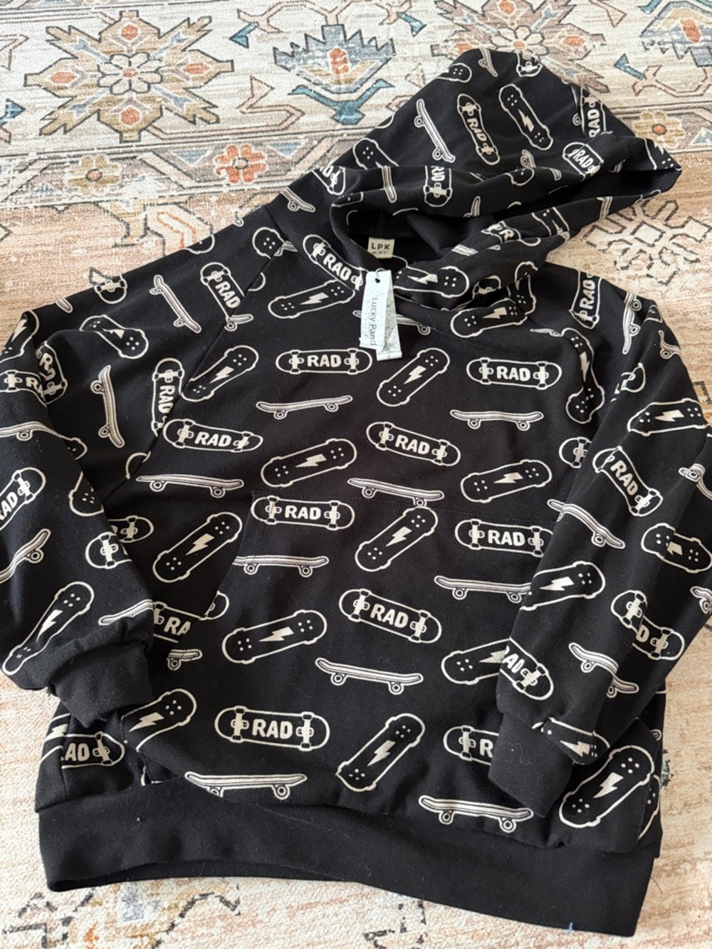 Black 'RAD' Skateboard Print Hoodie